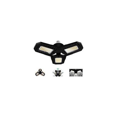 Luminaire de garage à LED 40W, plafonnier déformable E27 avec 3 panneaux réglables, super lumineux 3000LM blanc froid, pour garage atelier entrepôt sous-sol couloir salle de sport (1/5)