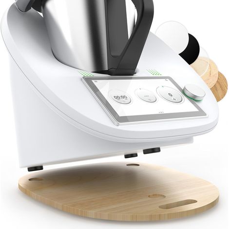 1 Planche coulissante, Bois, 3 découpes, 2 curseurs téflon, 6 tampons silicone, pour Thermomix TM6 TM5