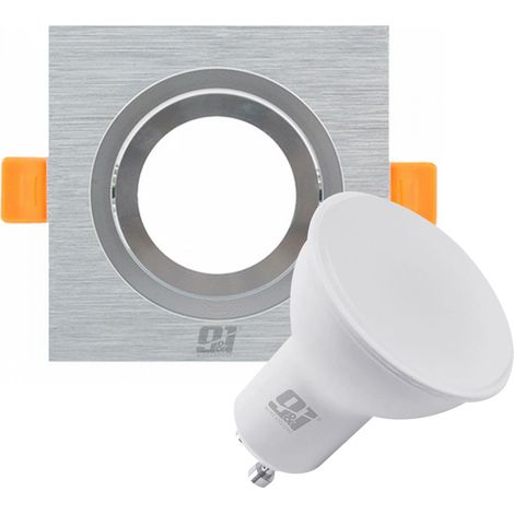ORION91 PACK X 6 UNIDADES 92X92 ARO BASCULANTE CUADRADO NIQUEL GU10 LED incluidas - SPAZIOLUZIO