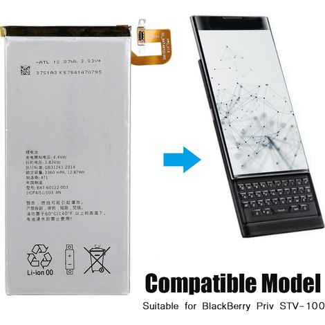 Batterie de remplacement d'origine haute capacité 3360 mAh compatible avec BlackBerry Priv STV-100 (1/5)