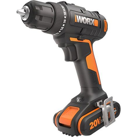 Worx – Perceuse-visseuse sans fil 20V WX100 – Couple 30Nm – Mandrin 10mm autoserrant – 2 vitesses mécaniques – Compatible PowerShare