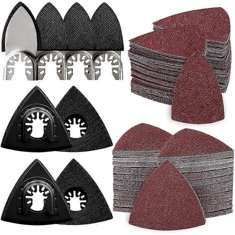 Kit de 208 pièces pour outil oscillant, comprenant des disques de ponçage triangulaires et un disque de ponçage pour doigts, pour une finition impeccable. (1/5)