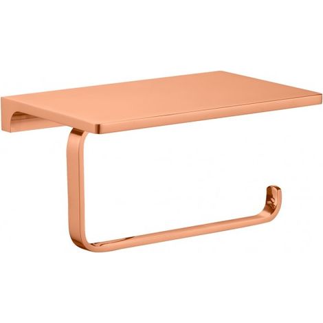 Porte papier toilettes mural avec étagère NIL en laiton rose gold brossé 15,8 cm (1/2)