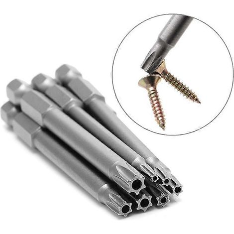 Jeu de 7 embouts de tournevis Torx magnétiques T8-T30 de haute précision (75 mm) avec mandrin hexagonal 1/4". (1/5)