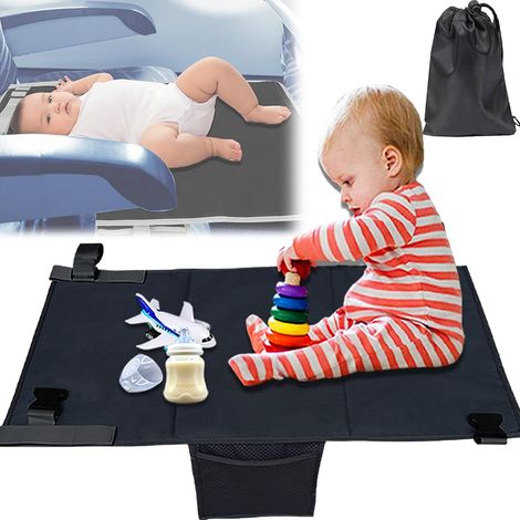 Noir Lit Avion Enfant, Voyage Avion, Lit De Voyage Bebe, Rangement Pliant Portable Avec Sac De Rangemen, Repose Pied Avion, Taille 79 44cm, Convient Pour Les Voyages En Voiture En Avion (1/5)