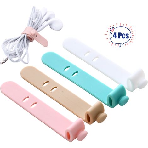 20 Pièces Attache Câble Silicone Réutilisable Coloré pour Organisation et Fixation Fils Électriques (1/5)