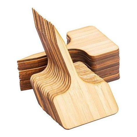 Étiquettes de plantes en bambou - 50 pièces - Couleur bois - Bambou 100% naturel - Double face inscriptible (1/5)