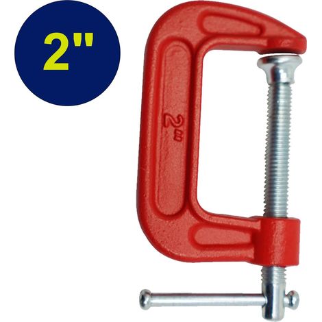 Dapetz ® Red Mini G Clamp 2 Inch 50mm Capacity G-Clamps - Industrial Strength C Clamp Cast Iron Frame Professional Strong Corrosion Resistant for Metal Building Woodworking Carpentry (1/5)