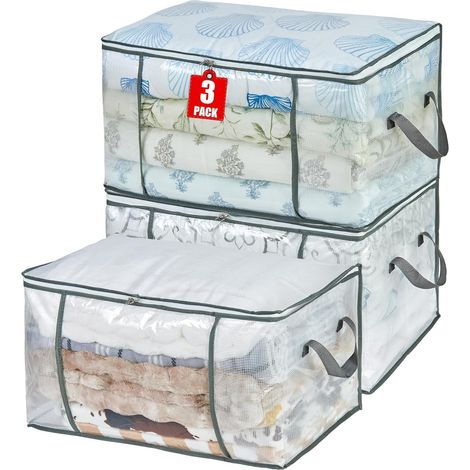 Bolsa de almacenamiento transparente de 80 litros, para ropa/edredones/mantas, armario/dormitorio/debajo de la cama.