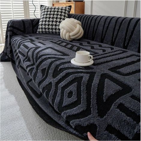 Sofa Überwurfdecke im Bohemian-Stil, Vintage Sofa überzug: Weich und Bequem, Vielseitige Dekorative Sofaüberwurf für Familie Haustiere Kinder(Dark Gray,180 150cm) (1/5)