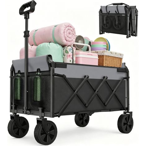 Carrello pieghevole compatto 100 kg, maniglia regolabile, nero OKMYHOME (1/5)