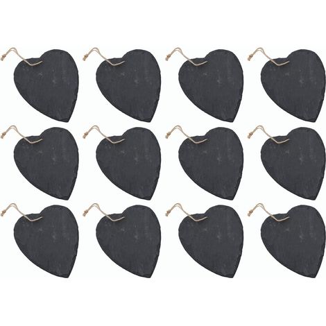 Cœur en ardoise à suspendre avec un ruban de jute, décoration tableau noir en ardoise, décoration murale (cœur de 12,10 cm)