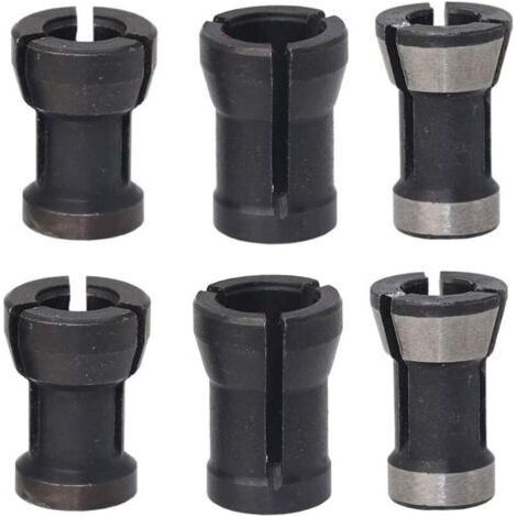 6 Pièces Tête de Mandrin HSS Pince de Serrage Defonceuse Tête Adaptateur Convertisseur pour Perceuses Machine de Gravure pour Rogneuse Menuiserie électrique Pince de Routeur Titulaire(6/6.35/8mm) (1/4)