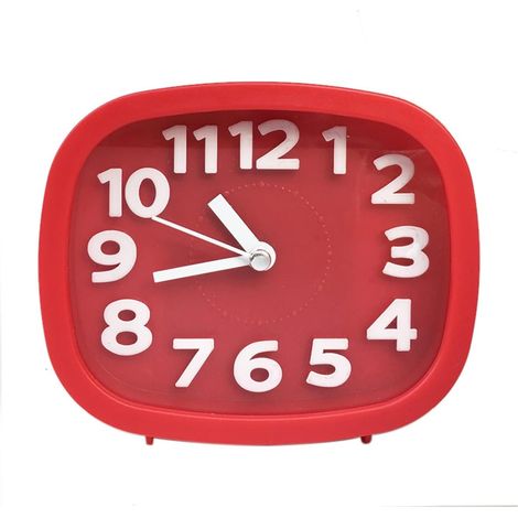 MINKUROW Reloj De Mesa Con Pilas Que No Hace Tictac De Plástico Pequeña Mesita De Noche Reloj Despertador Analógico Suministros Para El Hogar Rojo (1/5)