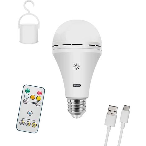 Bombilla led, recargable usb, e27, 6 w, 3cct, dimmable, 500 lm