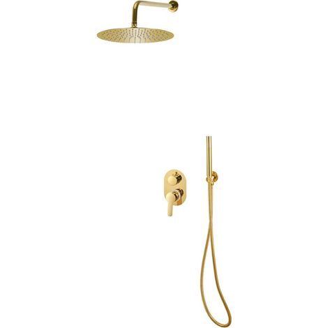 vidaXL Sistema de ducha acero inoxidable 201 dorado (1/4)