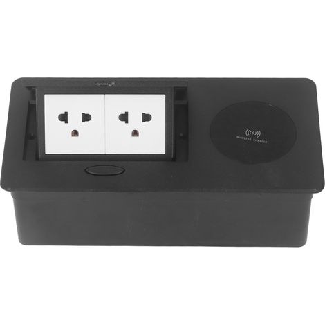 Multiprise de bureau double encastrable 15 A, norme américaine, sans câblage, prise noire, charge sans fil, 127 V CA (1/5)
