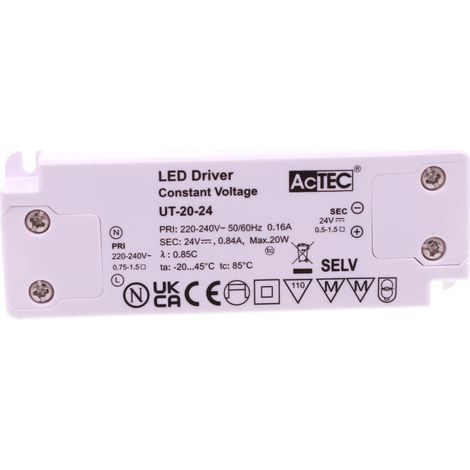 Alimentatore Trasformatore Ultra Slim 20W 24V 0.84A Tensione Costante 103X36X16 mm