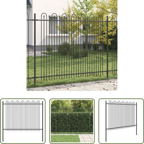 vidaXL Stahlzaun - Spitzenbogenzaun Schwarz 200 x 200 cm Pulverbeschichteter Stahl (1/5)