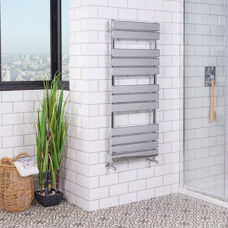 WarmeHaus Chrome Flat Panel Heated Towel Rail 1200x500mm