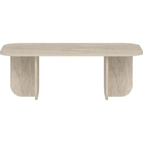 Couchtisch "Becaj" aus Holz – 120 x 60 x 41 cm – Travertin