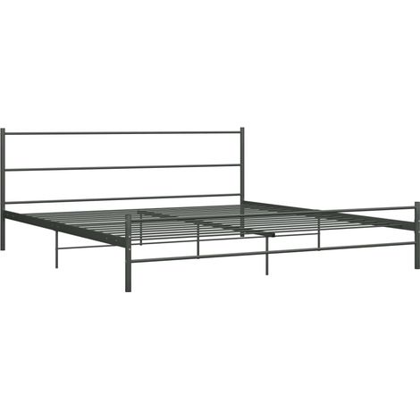 Maison Exclusive - Cadre de lit sans matelas gris métal 200x200 cm (1/5)
