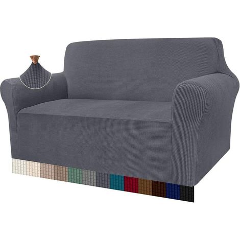 Elastische Sofabezug Sofaüberwurf Jacquard Protector 2-Sitzer Grau (1/5)