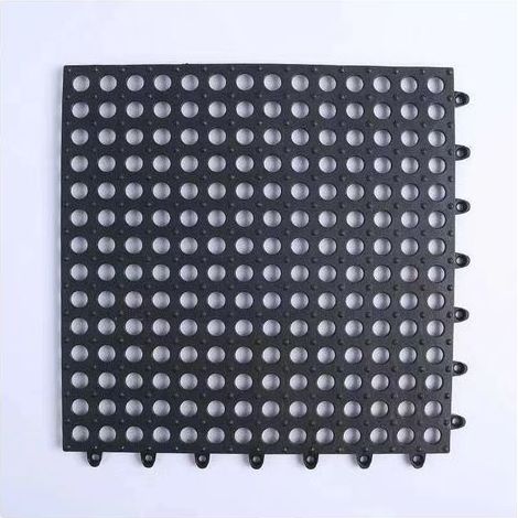 Lot de 4 dalles de drainage modulaires en PVC souple antidérapantes, 30,5 x 30,5 cm – Tapis de sol pour piscine, baignoire et extérieur – Gris (1/5)