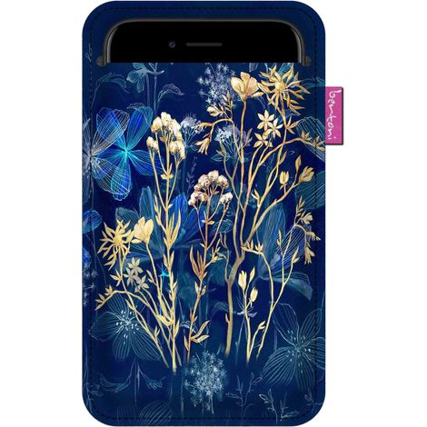 Étui pour smartphone, motif Minuit - feutrine écologique, 105 x 175 mm, anthracite, impression résistante, protection pour téléphone, lavable à 40 °C, Bertoni (1/4)