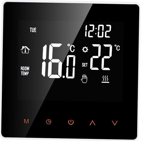Thermostat intelligent eau / gaz Chaudiere numerique Regulateur de temperature ecran LCD tactile programmable Semaine Antigel Fonction de chauffe-eau Thermostat, Blanc, pas de WiFi
