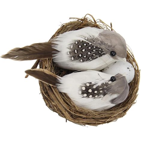 Nid D’Oiseau Artificiel pour Jardin Ornement Décoratif en Plastique Réaliste Thème Pâques Taille Moyenne Couleur Naturelle Accessoire Photo et Décoration Extérieure (1/5)