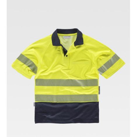Polo de alta visibilidad con reflectantes, colores flúor - manga corta C3895 WORKTEAM XL Amarillo A.V.+Marino (1/2)
