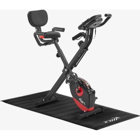 KM-Fit Exercise Bike Fitness Bike with Power Ropes, up to 100kg, 16resistancelevels, Magentbrake
