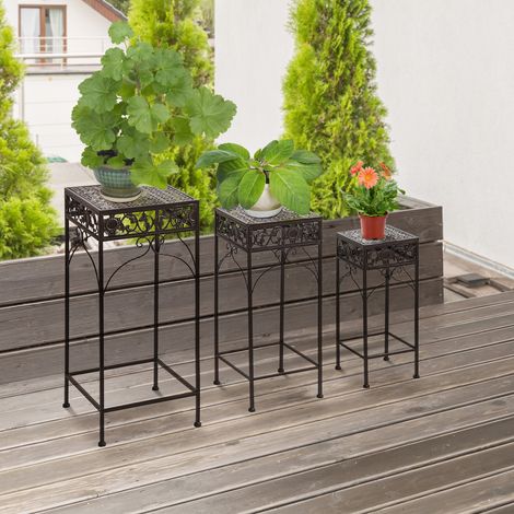Set mit 3 Pflanzenständern aus Schmiedeeisen, 3 Größen