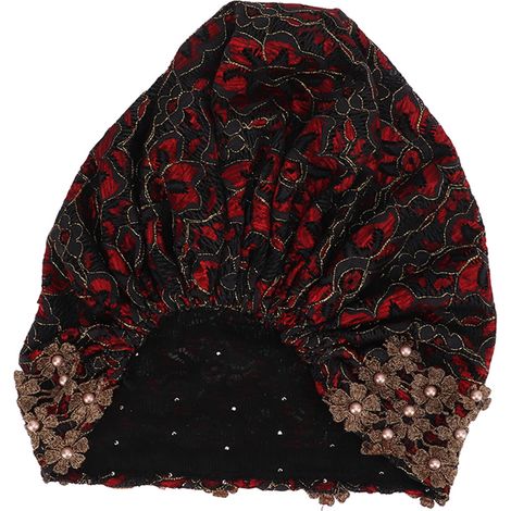 Turban im Vintage-Stil, verziert mit Perlen und Stickereien, dehnbare Haarmütze für den Alltag (1/5)