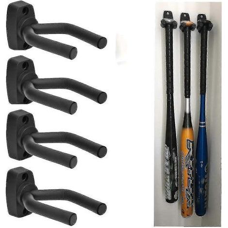 Lot de 4 supports muraux verticaux pour battes de baseball, noir (1/3)