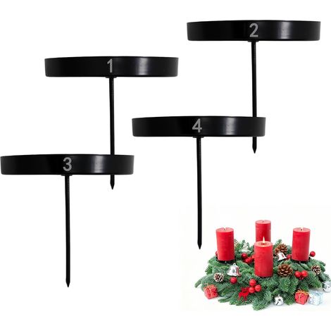 4 Pièces Chandelier en Métal,Bougeoir Noir pour Couronne De L'avent,Photophore Noel De 8 Cm,Porte Bougie avec Logo Numéroté 1 2 3 4,Decoration Table De Noel (1/5)