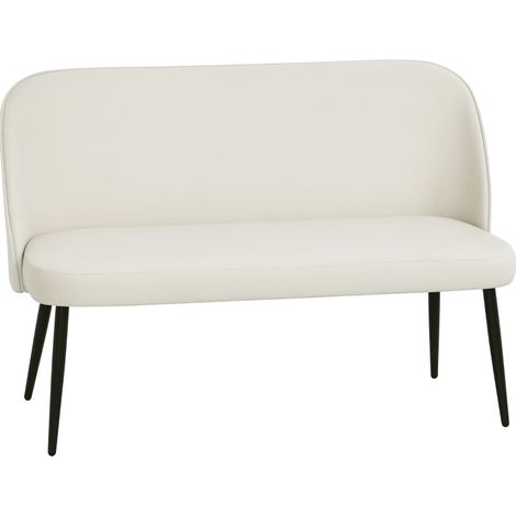 Canapé 2 places beige moderne en tissu velouté avec structure métal et bois d'eucalyptus (1/5)
