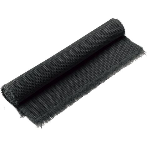 Tapis de Bain en Coton Noir 54 x 110 cm - Tapis de Douche à Franges Grain de Riz - PANGIVO