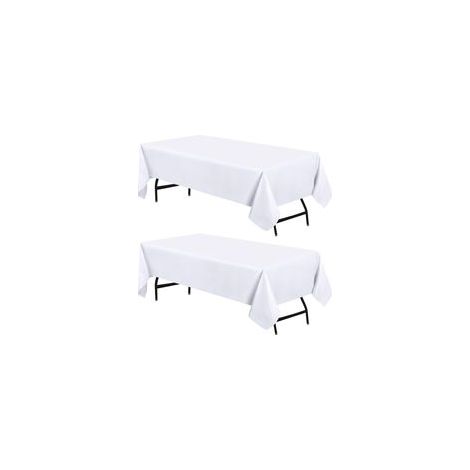 Nappe Rectangulaire 153 x 260 cm (Lot de 2, Blanc) Lavable en Machine Housse de Table, Idéal pour Les Fêtes, Les événements, Les Mariages