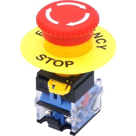 22mm 2 NC Interrupteur à Bouton-poussoir D'arrêt D'urgence de Verrouillage de Champignon Rouge 10A 440V LA38A-02ZS (1/5)