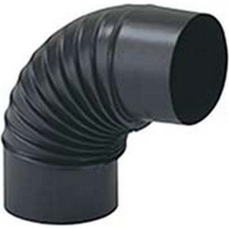 1PZ GOMITO 90 PORCELLANATO STUFE A LEGNA NERO OPACO "ALA SMALTO CLASSIC" - mm.150
