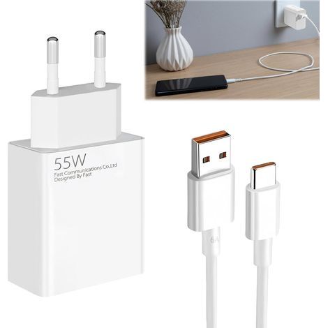 55-W-Schnellladegerät mit 1 m USB-C-Kabel, 55-W-Netzteil für Xiaomi 15, 14 und Redmi Note 14 (1/5)