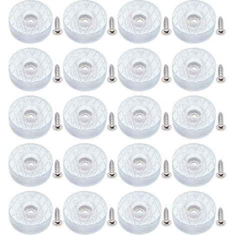 20 protectores de suelo redondos de silicona de 30 mm, antideslizantes y silenciosos, con tornillos, aptos para patas de sofá y cojines de sillas -Crezuo