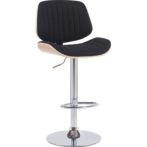 Taburete de bar x1 estilo retro-moderno asiento de piel sintética negra estructura de madera clara y metal cromado 100006210