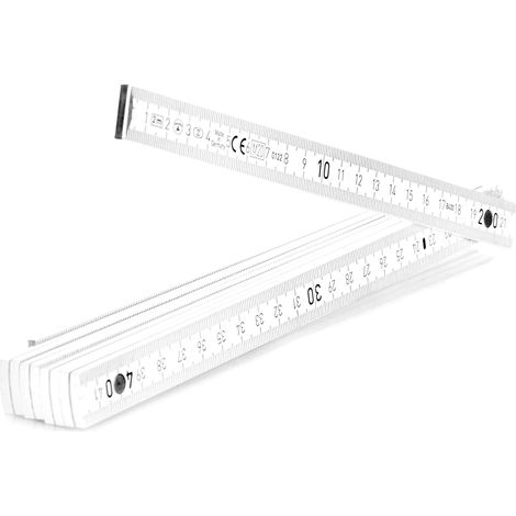 Goods Règle Pliante 10x en Bois de hêtre Issu de la Sylviculture Durable - règle Pliante de 2 mètres avec 10 Sections - règle métrique en Blanc (10 pièces - Blanc - sans Motif) (1/4)