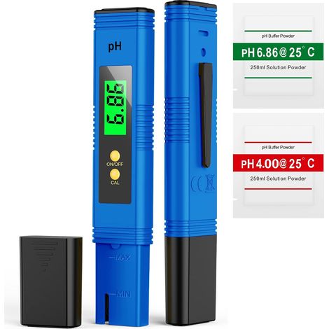 Hochpräzises digitales pH-Messgerät mit UL-Zertifizierung und 3 pH-Kalibrierpulvern – ideal für Haushaltswasser, Hydrokultur und Aquarien (1/4)