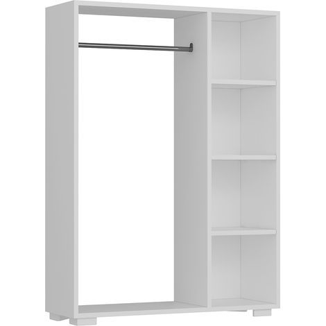 Helloshop26 – Armoire de rangement blanche 123 x 90 x 30 cm – 4 compartiments de stockage – Montage simple et rapide – Panneau de particules 18 mm (1/2)