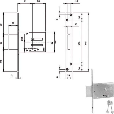 Cerradura de inserción de hierro DM E60 Ka 661604N.K Iseo