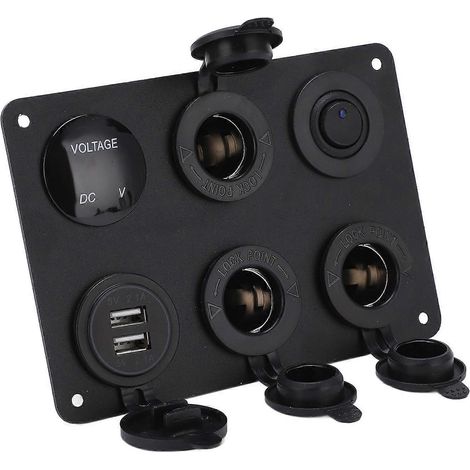 6-fach Schalterpanel, wasserdicht, LED-Digitalanzeige, Voltmeter, USB-Ein/Aus-Kit für Auto, Wohnmobil, Yacht (1/5)